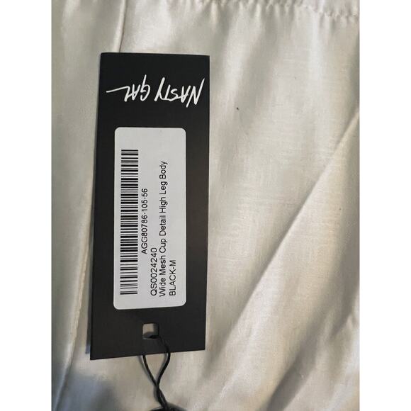 *New* Nasty Gal Wide Mesh High Leg Black Lace Bodysuit Women's size Medium - Picture 3 of 8